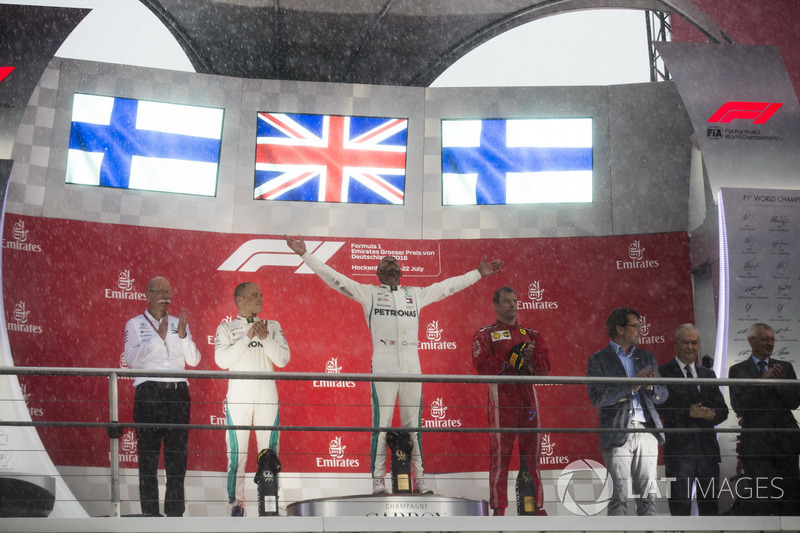 11. GP Jerman - Podium: Lewis Hamilton, Valtteri Bottas, Kimi Raikkonen