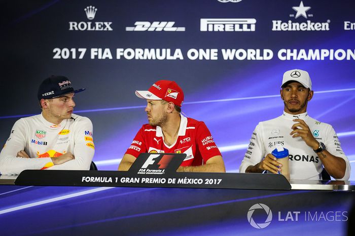 Max Verstappen, Red Bull Racing, Sebastian Vettel, Ferrari y Lewis Hamilton, Mercedes AMG F1