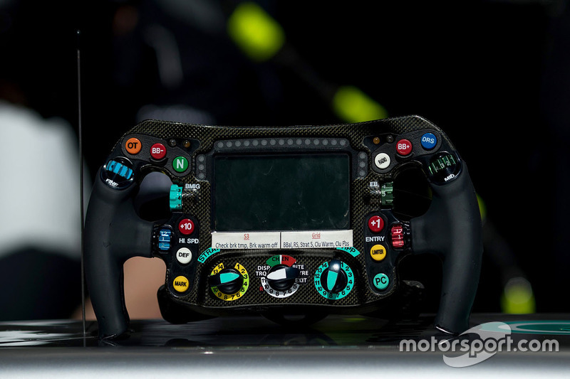 The steering wheel of Mercedes AMG F1 W08