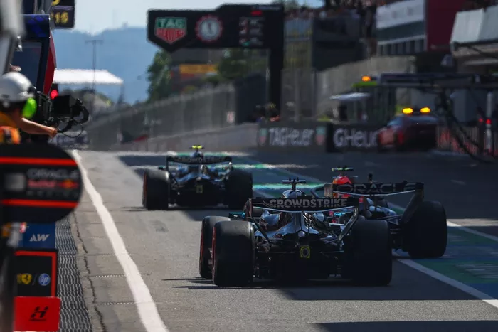 George Russell, Mercedes, Andrea Kimi Antonelli, Mercedes, Isack Hadjar, Red Bull Racing
