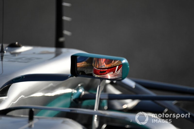 Lewis Hamilton, Mercedes-AMG F1 W10 EQ Power+ mirror reflection