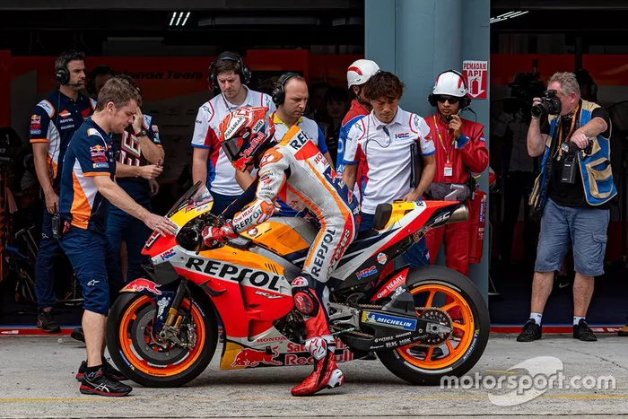 Scooter style brake lever installed in Marc Marquez, Repsol Honda bike