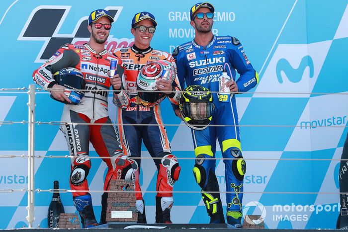 Podio: 1º Marc Marquez, 2º Andrea Dovizioso, 3º Andrea Iannone