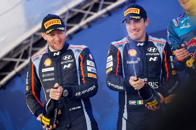 Podio: secondo posto Craig Breen, James Fulton, Hyundai World Rally Team Hyundai i20 N Rally1