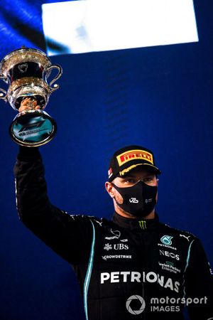 Valtteri Bottas, Mercedes, 3rd position, with his trophy