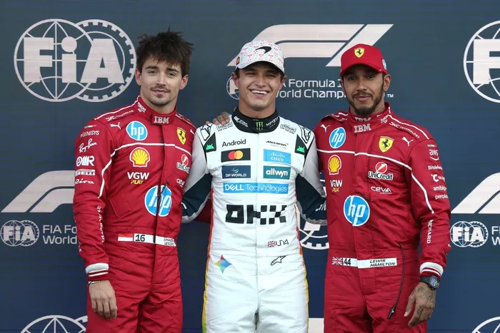 Charles Leclerc, Ferrari, Lando Norris, McLaren, Lewis Hamilton