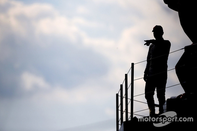 Lewis Hamilton, Mercedes AMG F1, celebrates on the podium after winning the race