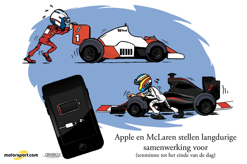 Cartoon van Cirebox - Apple en McLaren