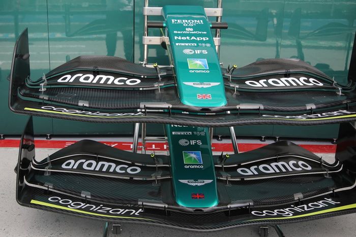 Detalle de los alerones delanteros del Aston Martin AMR22
