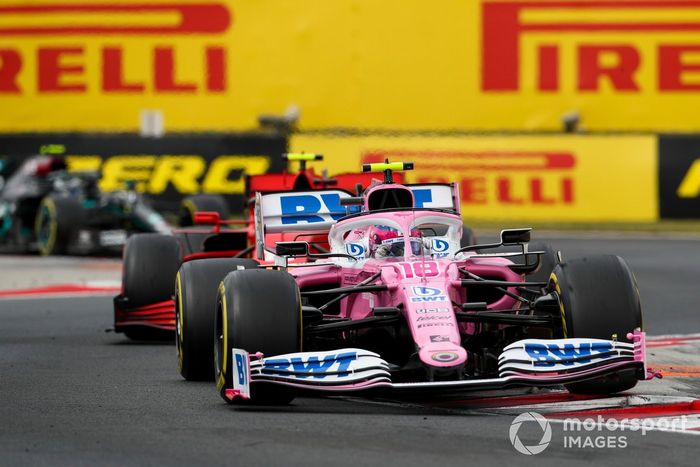 Lance Stroll, Racing Point RP20, leads Charles Leclerc, Ferrari SF1000