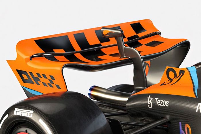 McLaren MCL60, detalle alerón trasero