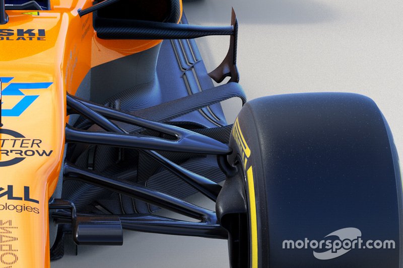 McLaren MCL34, dettaglio della sospensione anteriore