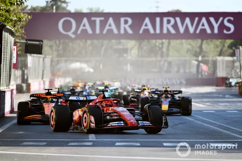 Charles Leclerc, Ferrari SF-24, Oscar Piastri, McLaren MCL38, Sergio Perez, Red Bull Racing RB20