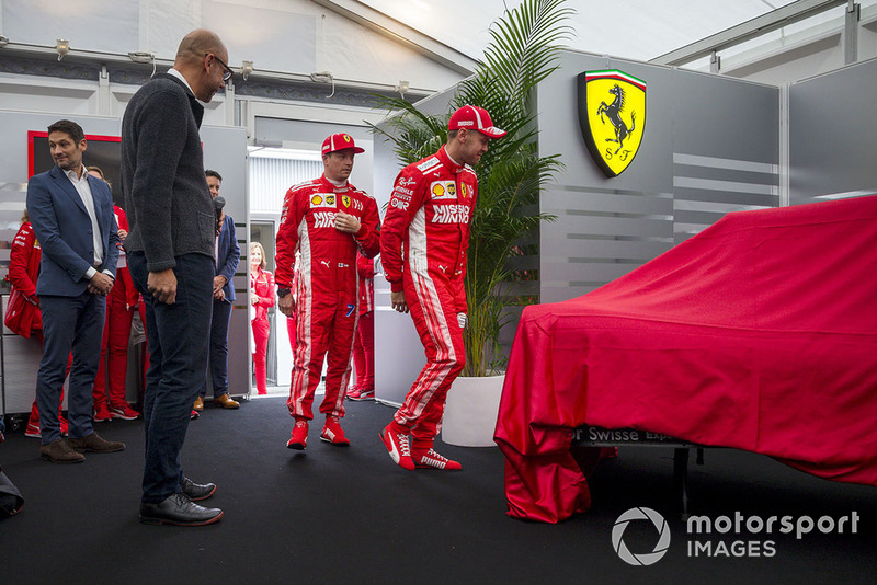 Kimi Raikkonen, Ferrari e Sebastian Vettel, Ferrari, al lancio della nuova livrea Ferrari