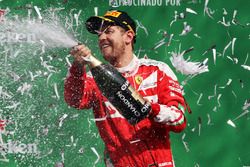 Sebastian Vettel, Ferrari celebrates his third position on the podium