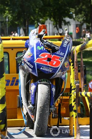 La moto chocada de Maverick Viñales, Yamaha Factory Racing