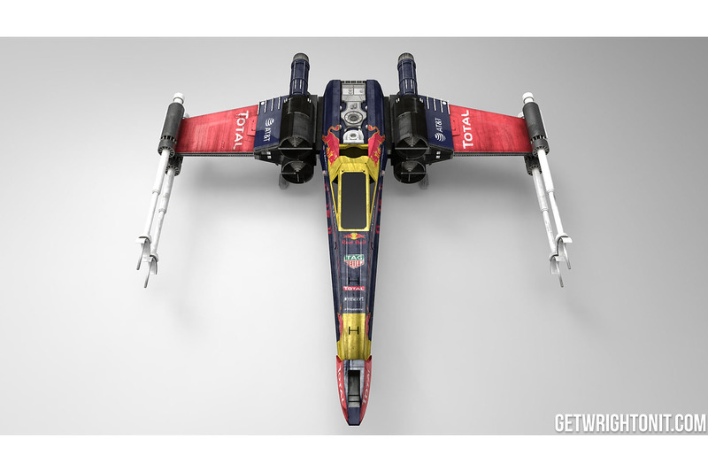 Star Wars X-Wing con la decoración de Red Bull Racing