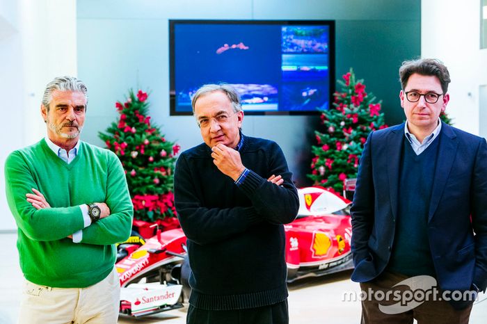 Maurizio Arrivabene, Team Principal Scuderia Ferrari, Sergio Marchionne, Presidente Ferrari e CEO di Fiat Chrysler Automobiles e Mattia Binotto Direttore Tecnico Scuderia Ferrari
