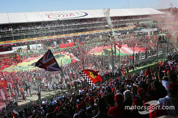 Podium celebration atmosphere
