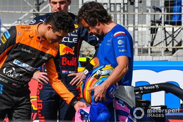 Lando Norris, McLaren, Max Verstappen, Red Bull Racing, Fernando Alonso, Alpine F1 Team