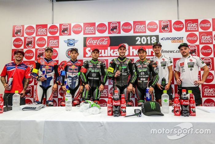 #33 Red Bull Honda: Takumi Takahashi, Takaaki Nakagami, Patrick Jacobsen, #11 Kawasaki Team Green: Leon Haslam, Jonathan Rea, Kazuma Watanabe, #21 Yamaha Factory Racing Team: Michael van der Mark, Alex Lowes