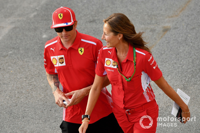 Kimi Raikkonen, Ferrari e Stefania Bocchi, addetta stampa Ferrari