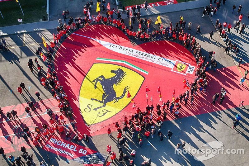 Ferrari flag at the 'Michael 50' exhibition in the Ferrari Museum in Maranello
