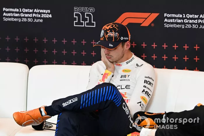 Max Verstappen, Red Bull Racing, 1ª posición, en la rueda de prensa posterior al Sprint