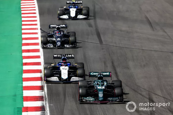 Lance Stroll, Aston Martin AMR21, George Russell, Williams FW43B, Yuki Tsunoda, AlphaTauri AT02, Nicholas Latifi, Williams FW43B