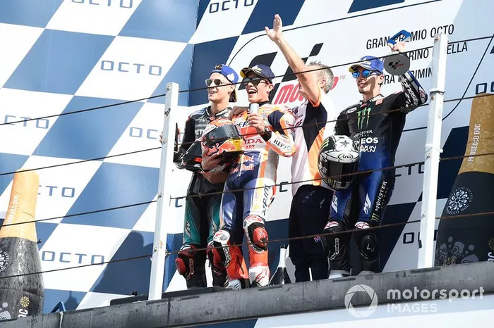 #51 Podium : Marc Marquez, Fabio Quartararo e Maverick Viñales em San Marino