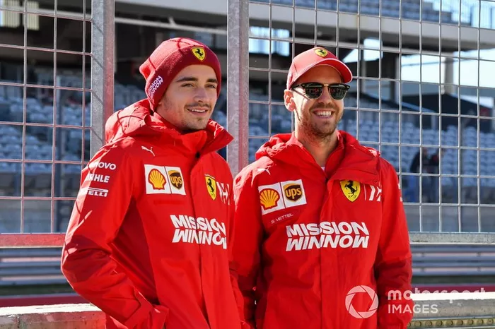 Charles Leclerc, Ferrari, e Sebastian Vettel, Ferrari 