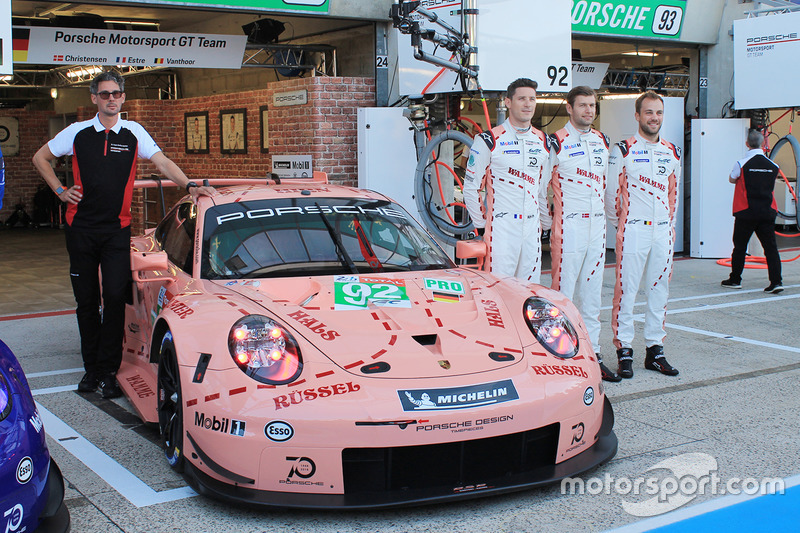 #92 Porsche GT Team Porsche 911 RSR and #91 Porsche GT Team Porsche 911 RSR with special liveries