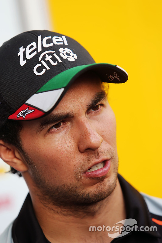 sergio perez, sahara force india f1 with the media