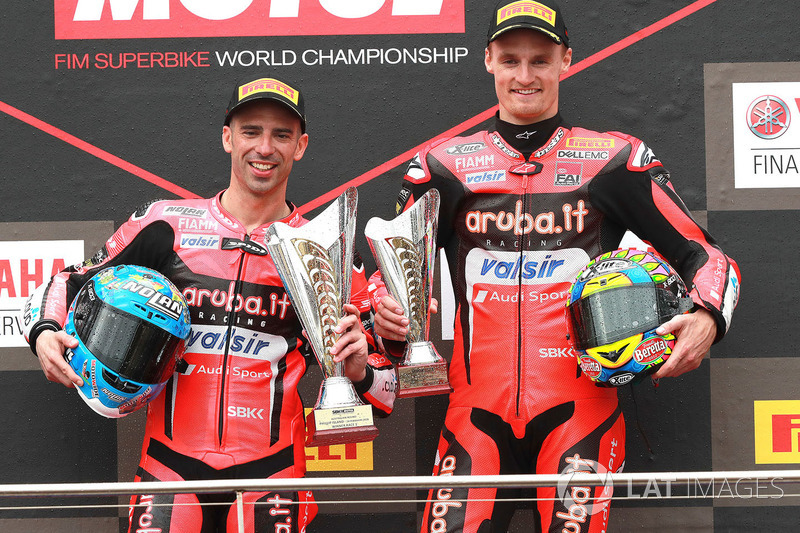 Podium: race winner Marco Melandri, Aruba.it Racing-Ducati SBK Team, third place Chaz Davies, Aruba.it Racing-Ducati SBK Team