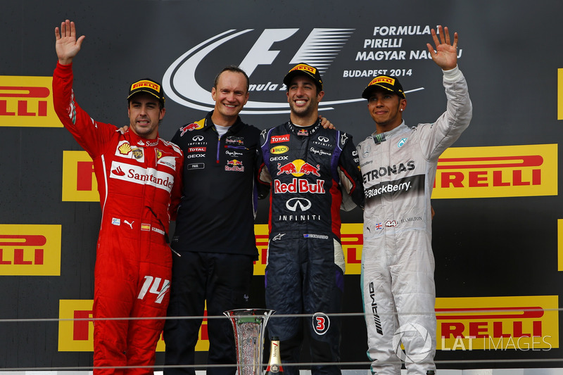 Podio: Fernando Alonso, Ferrari, Paul Monaghan, Red Bull Racing, Daniel Ricciardo, Red Bull Racing, Lewis Hamilton, Mercedes AMG F1