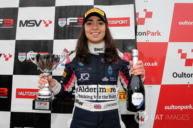 Podio: il terzo classificato Jamie Chadwick, Douglas Motorsport