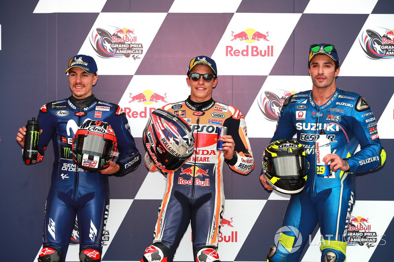 Top3 después de la calificación: Maverick Viñales, Yamaha Factory Racing, Marc Márquez, Repsol Honda Team, Andrea Iannone, Team Suzuki MotoGP