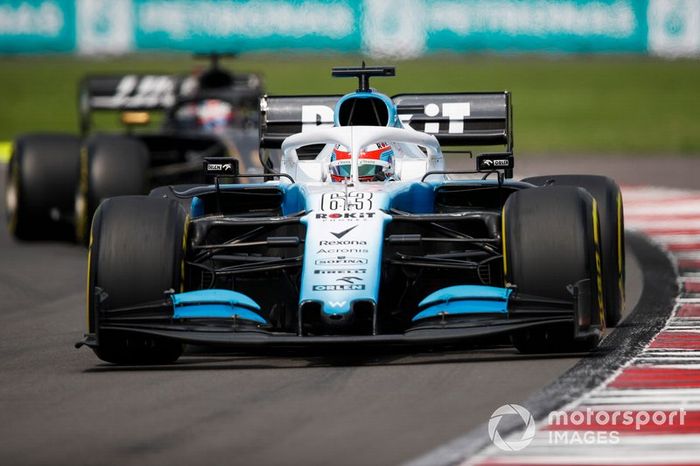 George Russell, Williams Racing FW42, Romain Grosjean, Haas F1 Team VF-19