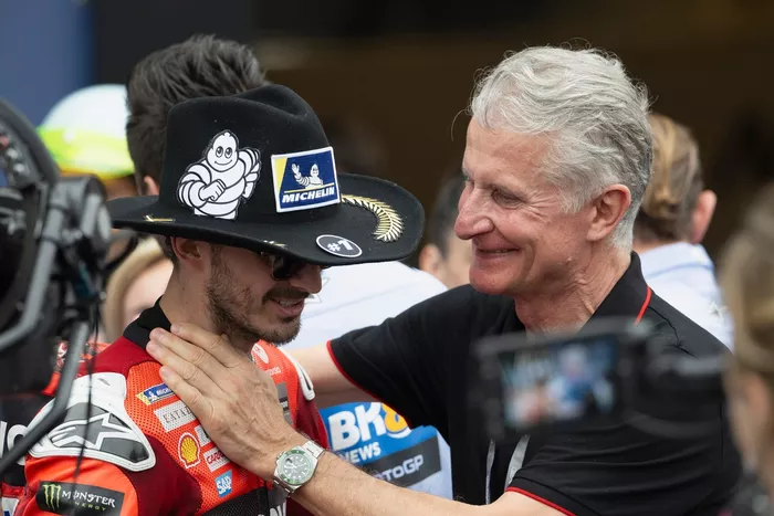 Francesco Bagnaia, Ducati Team celebrates with Paolo Ciabatti, Ducati Corse Sporting Director