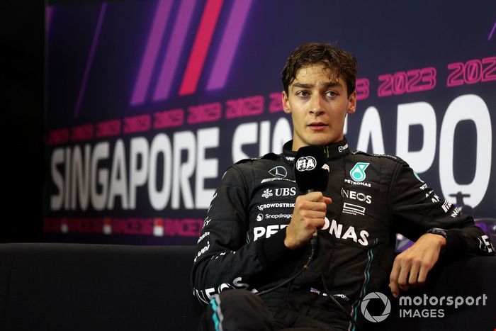 George Russell, Mercedes-AMG, en la rueda de prensa posterior a la clasificación
