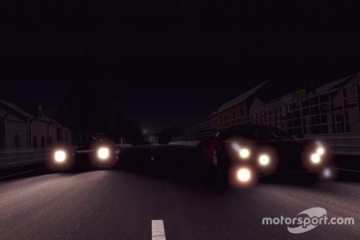 Acción de carrera en la noche