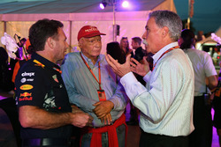 Christian Horner, Red Bull Racing Team Principal, Niki Lauda, Mercedes AMG F1 Non-Executive Chairman and Chase Carey, Chief Executive Officer and Executive Chairman of the Formula One Group at Petronas BBQ