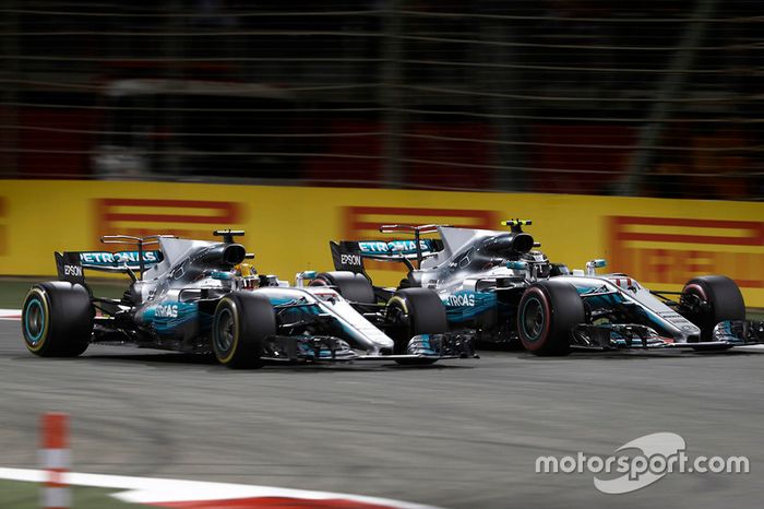 Lewis Hamilton, Mercedes AMG F1 W08, et Valtteri Bottas, Mercedes AMG F1 W08