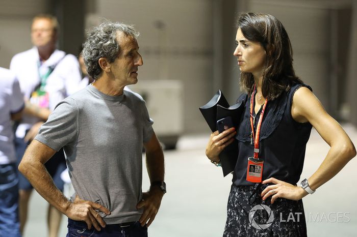 Alain Prost, consejero especial de Renault Sport F1 Team y Margot Laffite de Canal 