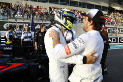 Jenson Button and Fernando Alonso, McLaren on the grid.