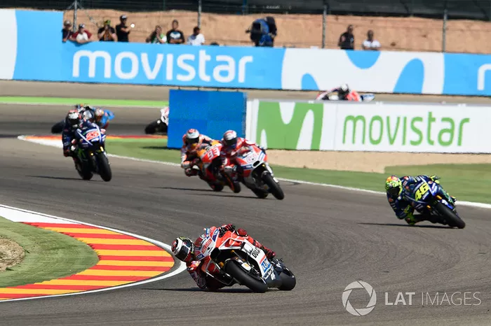 Jorge Lorenzo, Ducati Team, lideró desde el inicio y durante muchas vueltas el Gran Premio de Aragón de 2017