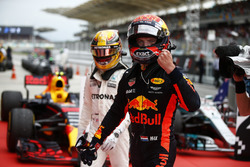 Max Verstappen, Red Bull Racing, race winner, celebrates in Parc Ferme