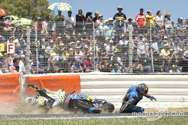 Jack Miller, Estrella Galicia 0,0 Marc VDS, Alvaro Bautista, Aspar Racing Team crash