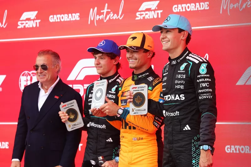 Lando Norris, McLaren, George Russell, Mercedes, Andrea Kimi Antonelli, Mercedes