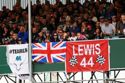 Banners and flags for Lewis Hamilton, Mercedes AMG F1